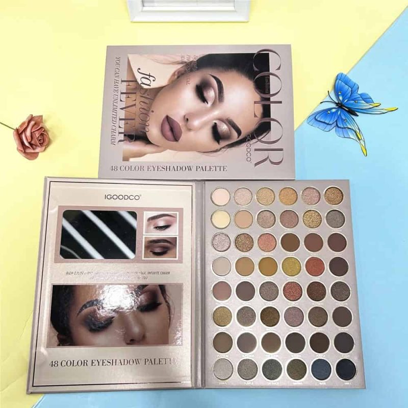 Paletă farduri de ochi IGOODCO – 48 culori – Texturi mate & sidefate – Nude Glam Look