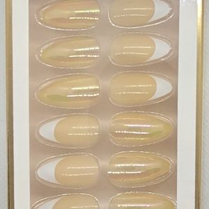 Press on nails reutilizabile model Migdala(milky yellow-french)(tipsuri unghii false)