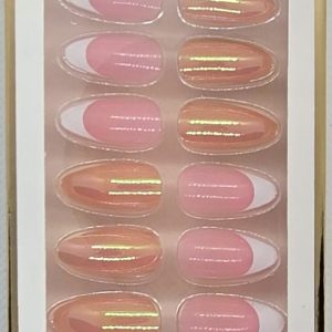 Press on nails reutilizabile model Migdala(gold -french)(tipsuri unghii false)