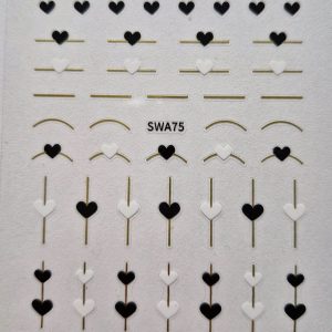Sticker gold -black-white hearts swa 75