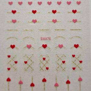 Sticker gold -pink red hearts swa 76