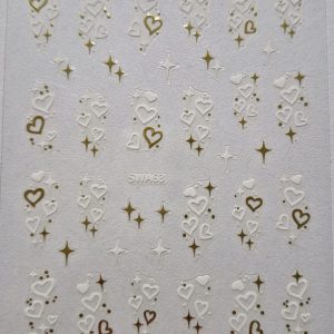 Sticker gold -white hearts swa 63