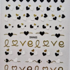 Sticker gold -black hearts swa 65