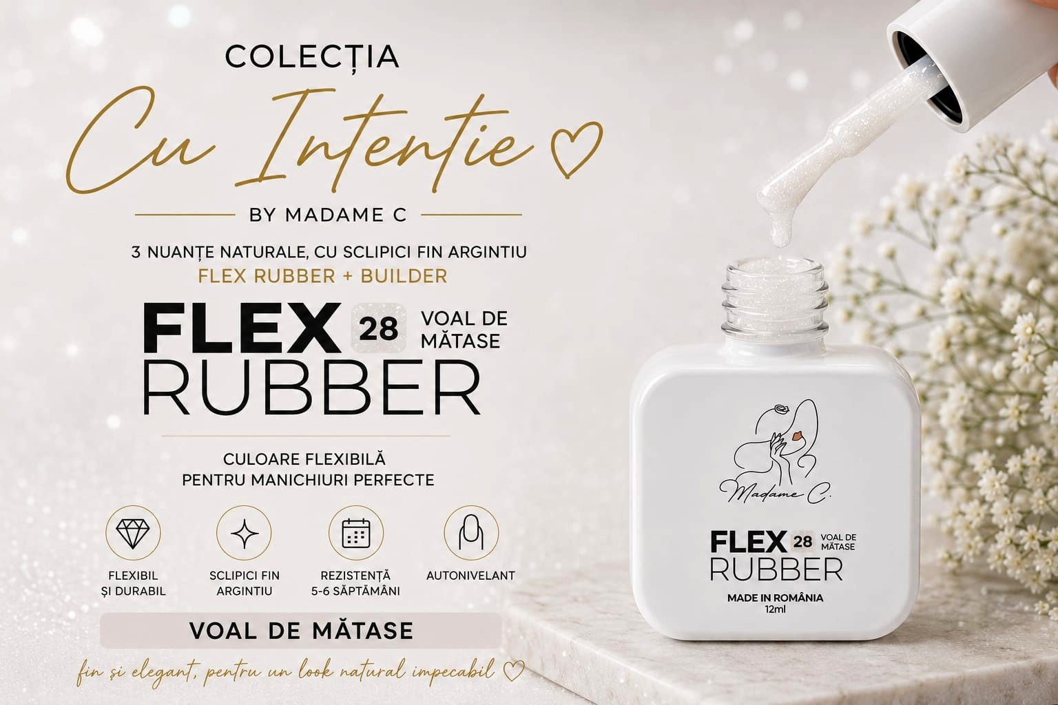 Flex Rubber Base- Voal de matase 28- 12 ml by Madame C tpo free hema free