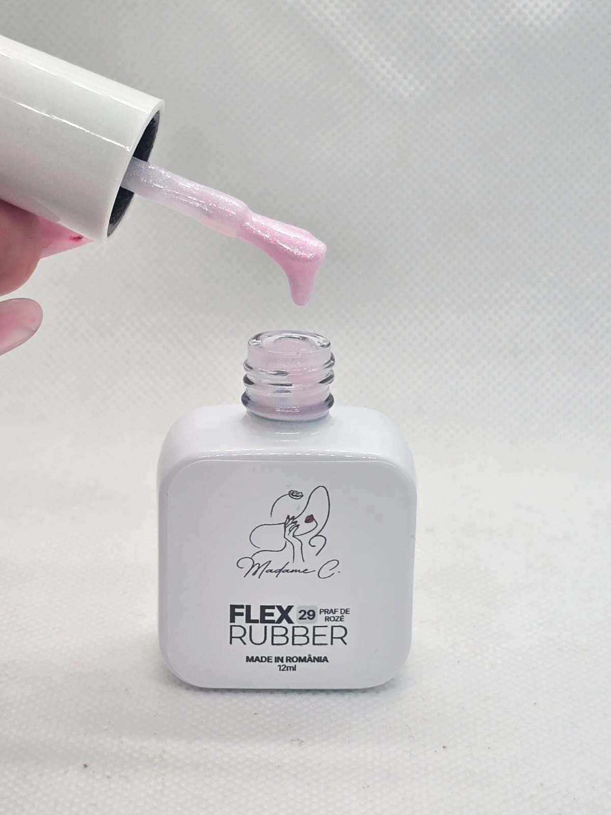 Flex Rubber Base- Praf de Roze 29- 12 ml by Madame C tpo free hema free - imagine 2
