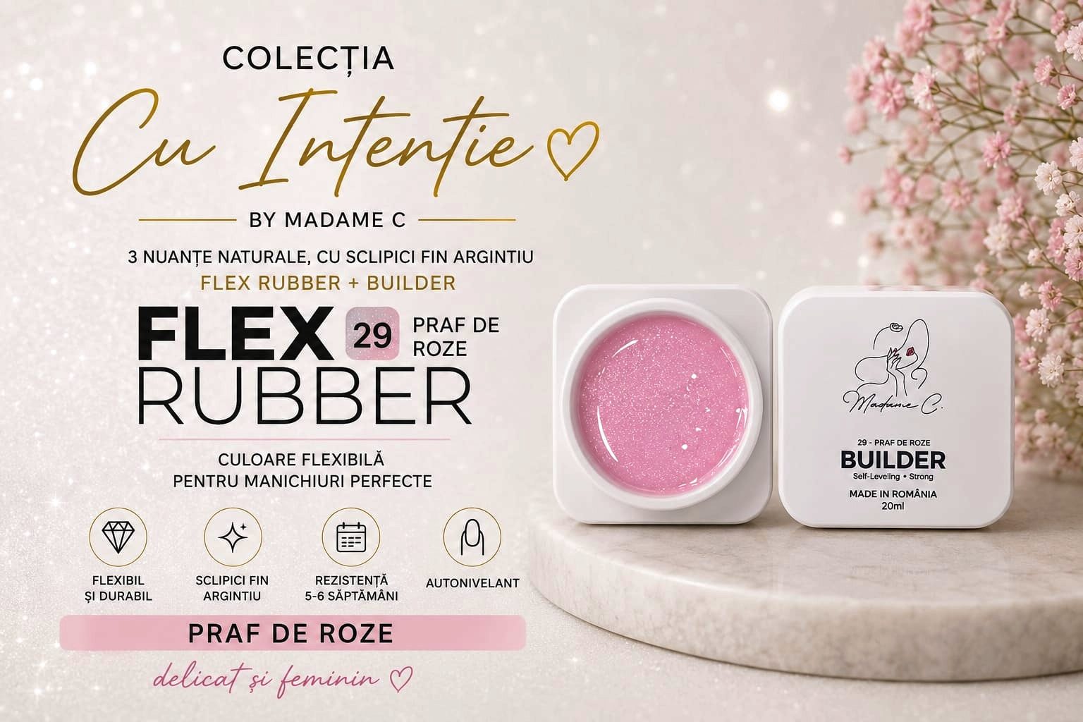 Builder Gel by Madame C -29 Praf de roze 20 ml tpo hema free