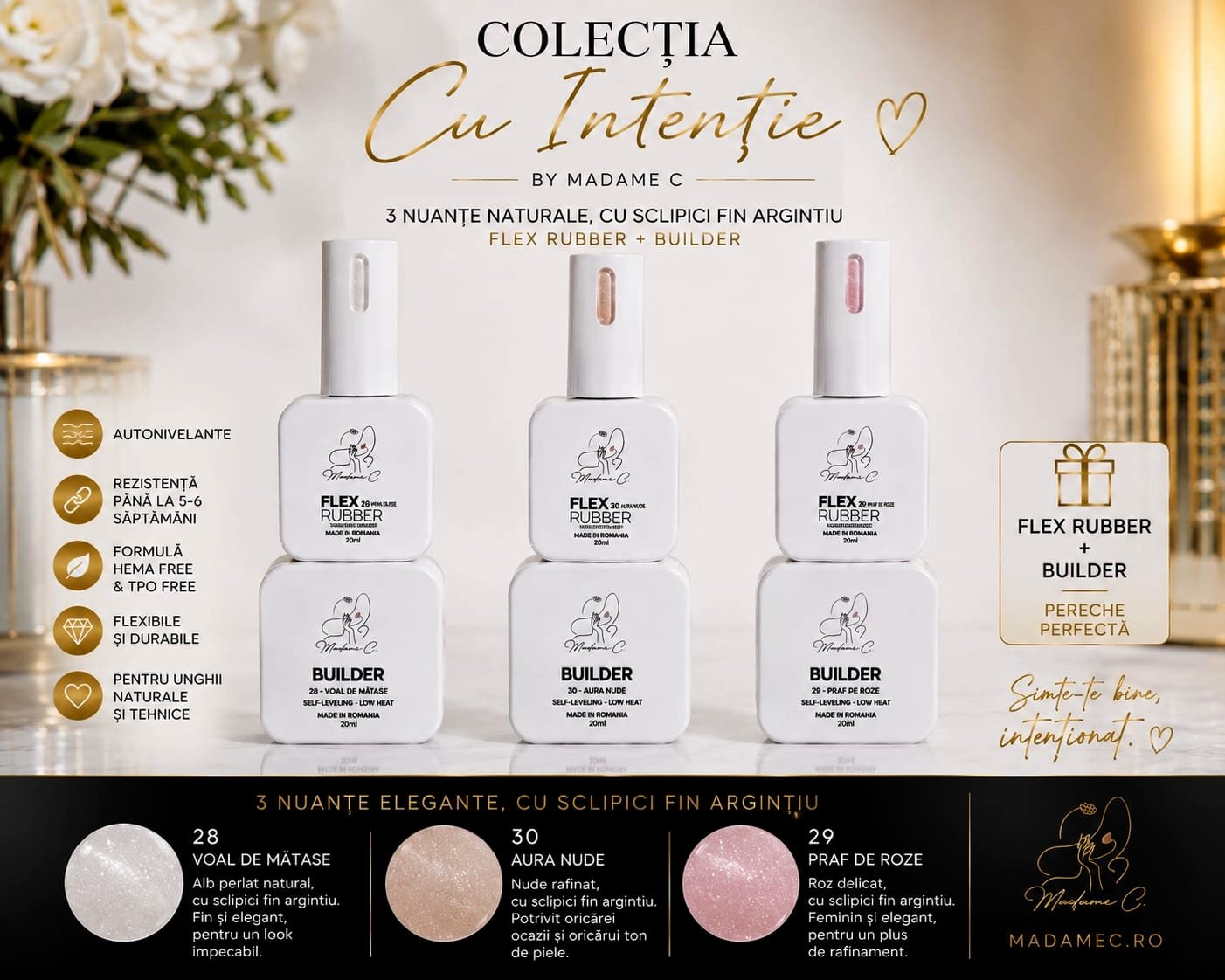 Colectia cu intentie By Madame C - 3 buc builder gel+3 buc flex rubber